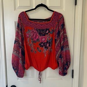 Floral Red and Purple Women's Top